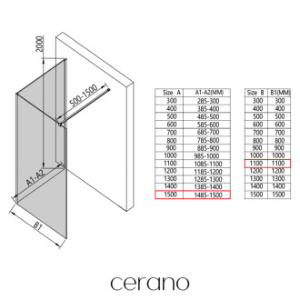 CERANO - Sprchová zástena Walk-in Onyx Corner Cube Ľ/P - 8 mm - chróm, industriálne sklo - 150x110x200 cm