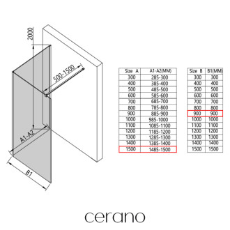 CERANO - Sprchová zástena Walk-in Onyx Corner Cube Ľ/P - 8 mm - chróm, industriálne sklo - 150x90x200 cm