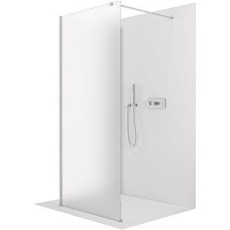 CERANO - Sprchová zástena Walk-in Onyx Corner Cube Ľ/P - 8 mm - hranatá vzpera - chróm, mliečne sklo - 120x60x200 cm