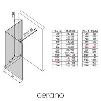 CERANO - Sprchová zástena Walk-in Onyx Corner Cube Ľ/P - 8 mm - chróm, mliečne sklo - 130x70x200 cm