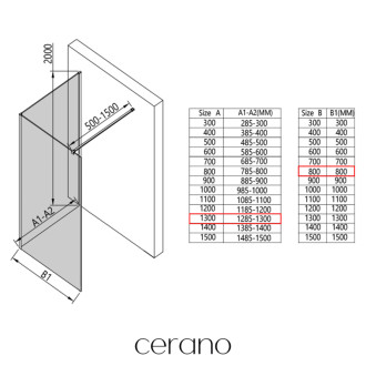 CERANO - Sprchová zástena Walk-in Onyx Corner Cube Ľ/P - 8 mm - chróm, mliečne sklo - 130x80x200 cm