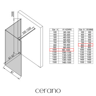 CERANO - Sprchová zástena Walk-in Onyx Corner Cube Ľ/P - 8 mm - chróm, ryhované sklo - 100x80x200 cm
