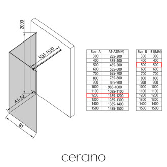 CERANO - Sprchová zástena Walk-in Onyx Corner Cube Ľ/P - 8 mm - chróm, ryhované sklo - 120x50x200 cm