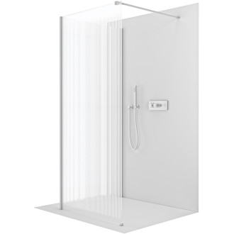 CERANO - Sprchová zástena Walk-in Onyx Corner Cube Ľ/P - 8 mm - hranatá vzpera - chróm, ryhované sklo - 130x100x200 cm