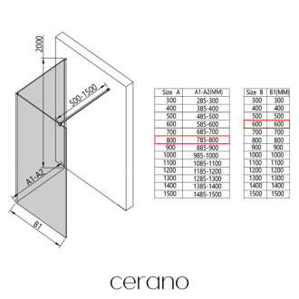CERANO - Sprchová zástena Walk-in Onyx Corner Cube Ľ/P - 8 mm - chróm, ryhované sklo - 80x60x200 cm