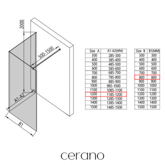 CERANO - Sprchová zástena Walk-in Onyx Corner Cube Ľ/P - 8 mm - chróm, transparentné sklo - 120x80x200 cm