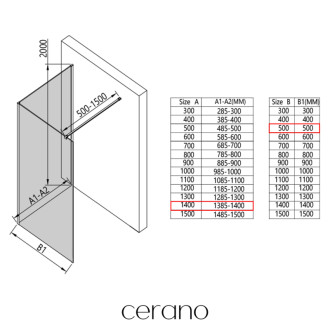 CERANO - Sprchová zástena Walk-in Onyx Corner Cube Ľ/P - 8 mm - chróm, transparentné sklo - 140x50x200 cm