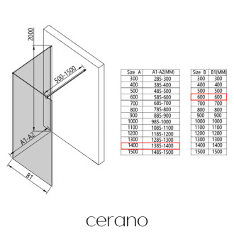 CERANO - Sprchová zástena Walk-in Onyx Corner Cube Ľ/P - 8 mm - chróm, transparentné sklo - 140x60x200 cm