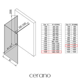 CERANO - Sprchová zástena Walk-in Onyx Corner Cube Ľ/P - 8 mm - chróm, transparentné sklo - 150x120x200 cm