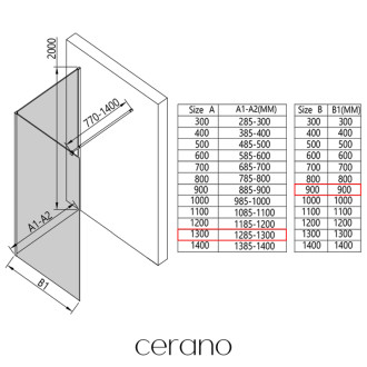 CERANO - Sprchová zástena Walk-in Onyx Corner Round Ľ/P - 8 mm - guľatá vzpera - čierna matná, transparentné sklo - 130x90x200 cm