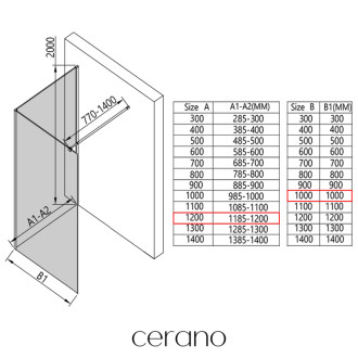 CERANO - Sprchová zástena Walk-in Onyx Corner Round Ľ/P - 8 mm - guľatá vzpera - čierna matná, industriálne sklo - 120x100x200 cm