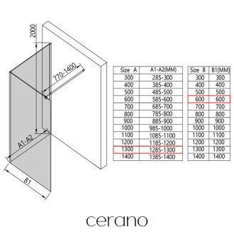 CERANO - Sprchová zástena Walk-in Onyx Corner Round Ľ/P - 8 mm - guľatá vzpera - čierna matná, ryhované sklo - 130x60x200 cm