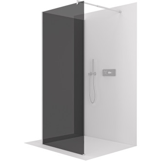 CERANO - Sprchová zástena Walk-in Onyx Corner Round Ľ/P - 8 mm - okrúhla vzpera - chróm, grafitové sklo - 110x90x200 cm