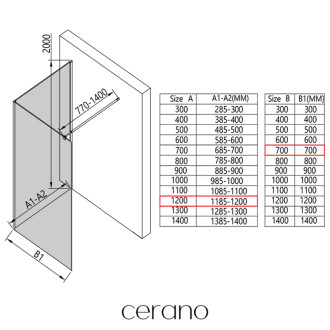 CERANO - Sprchová zástena Walk-in Onyx Corner Round Ľ/P - 8 mm - okrúhla vzpera - chróm, grafitové sklo - 120x70x200 cm