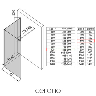 CERANO - Sprchová zástena Walk-in Onyx Corner Round Ľ/P - 8 mm - okrúhla vzpera - chróm, grafitové sklo - 90x60x200 cm