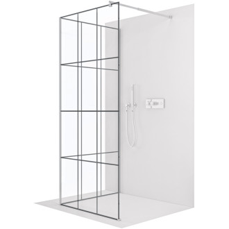 CERANO - Sprchová zástena Walk-in Onyx Corner Round Ľ/P - 8 mm - guľatá vzpera - chróm, industriálne sklo - 110x100x200 cm
