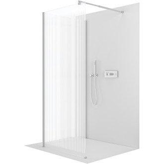 CERANO - Sprchová zástena Walk-in Onyx Corner Round Ľ/P - 8 mm - okrúhla vzpera - chróm, ryhované sklo - 140x130x200 cm