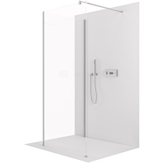 CERANO - Sprchová zástena Walk-in Onyx Corner Round Ľ/P - 8 mm - guľatá vzpera - chróm, transparentné sklo - 140x130x200 cm