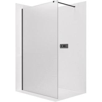 CERANO - Sprchová zástena Walk-in Onyx Cube Ľ/P - 8 mm - hranatá vzpera - čierna matná, mliečne sklo - 30x200 cm