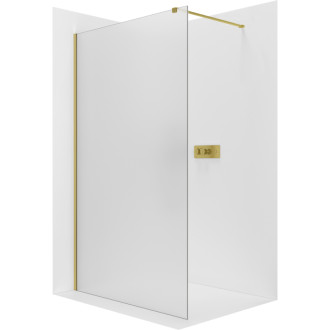 CERANO - Sprchová zástena Walk-in Onyx Cube Ľ/P - 8 mm - hranatá vzpera - zlatá, mliečne sklo - 30x200 cm