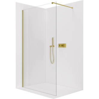 CERANO - Sprchová zástena Walk-in Onyx Cube Ľ/P - 8 mm - hranatá vzpera - zlatá, transparentné sklo - 40x200 cm