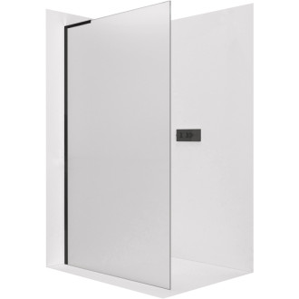 CERANO - Sprchová zástena Walk-in Onyx L-ľavá vzpera - 8 mm - čierna matná, mliečne sklo - 30x200 cm