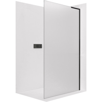 CERANO - Sprchová zástena Walk-in Onyx L-pravá vzpera - 8 mm - čierna matná, mliečne sklo - 30x200 cm
