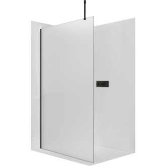 CERANO - Sprchová zástena Walk-in Onyx Top Cube Ľ/P - 8 mm - hranatá vzpera - čierna matná, mliečne sklo - 30x200 cm