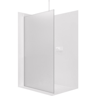 CERANO - Sprchová zástena Walk-in Onyx Top Round Ľ/P - 8 mm - guľatá vzpera - biela matná, mliečne sklo - 30x200 cm
