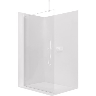 CERANO - Sprchová zástena Walk-in Onyx Top Round Ľ/P - 8 mm - guľatá vzpera - biela matná, transparentné sklo - 30x200 cm