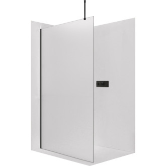 CERANO - Sprchová zástena Walk-in Onyx Top Round Ľ/P - 8 mm - guľatá vzpera - čierna matná, mliečne sklo - 30x200 cm