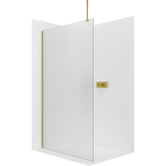 CERANO - Sprchová zástena Walk-in Onyx Top Round Ľ/P - 8 mm - okrúhla vzpera - zlatá, mliečne sklo - 30x200 cm