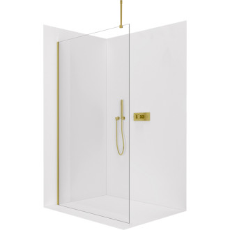 CERANO - Sprchová zástena Walk-in Onyx Top Round Ľ/P - 8 mm - guľatá vzpera - zlatá, transparentné sklo - 30x200 cm