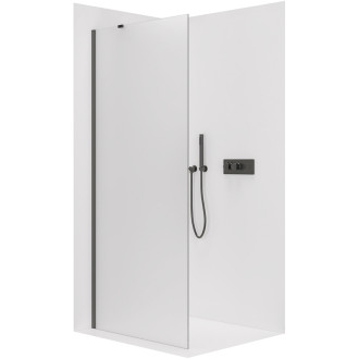 CERANO - Sprchová zástena Walk-in Onyx YL/P - 8 mm - guľatá vzpera - čierna matná, mliečne sklo - 30x200 cm