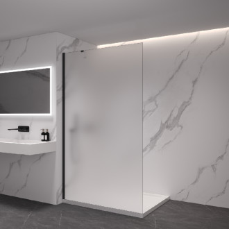 CERANO - Sprchová zástena Walk-in Onyx YL/P - 8 mm - guľatá vzpera - čierna matná, mliečne sklo - 30x200 cm