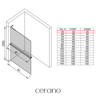 CERANO - Sprchová zástena Walk-in Onyx L-pravá vzpera + polička/držiak na uteráky - 8 mm - čierna matná, grafitové sklo - 30x200 cm