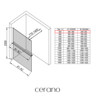 CERANO - Sprchová zástena Walk-in Onyx Round Ľ/P - 8 mm - guľatá vzpera + polička/držiak na uteráky - chróm, transparentné sklo - 30x200 cm