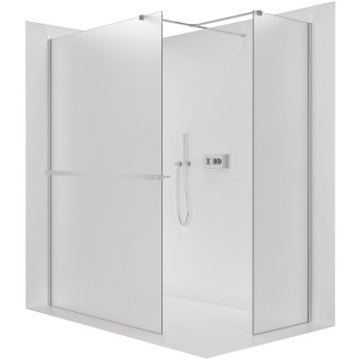 CERANO - Sprchová zástena Walk-in Onyx TL/P - 8 mm - hranatá vzpera + polička/držiak na uteráky - chróm, mliečne sklo - 120x30x200 cm