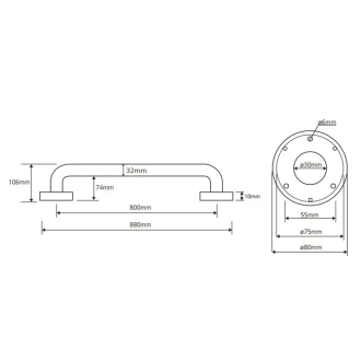 BEMETA HELP: Madlo 800 mm, biele 301100804