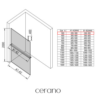 CERANO - Sprchová zástena Walk-in Onyx Top Cube Ľ/P - 8 mm - hranatá vzpera + polička/držiak na uteráky - chróm, transparentné sklo - 30x200 cm