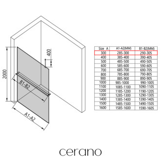 CERANO - Sprchová zástena Walk-in Onyx Top Round Ľ/P - 8 mm - guľatá vzpera + polička/držiak na uteráky - chróm, grafitové sklo - 30x200 cm