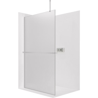 CERANO - Sprchová zástena Walk-in Onyx Top Round Ľ/P - 8 mm - guľatá vzpera + polička/držiak na uteráky - chróm, mliečne sklo - 30x200 cm