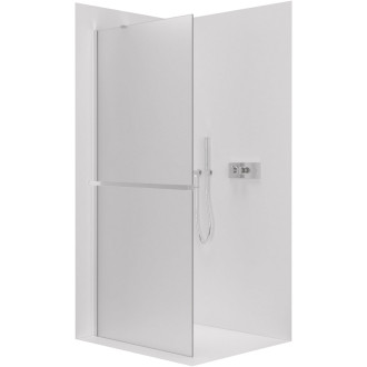 CERANO - Sprchová zástena Walk-in Onyx YL/P - 8 mm - guľatá vzpera + polička/držiak na uteráky - chróm, mliečne sklo - 30x200 cm