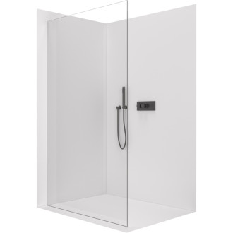 CERANO - Sprchová zástena Walk-in Crystal Ľ/P - 10 mm - bezvzperový systém - čierna matná, transparentné sklo - 160x200 cm