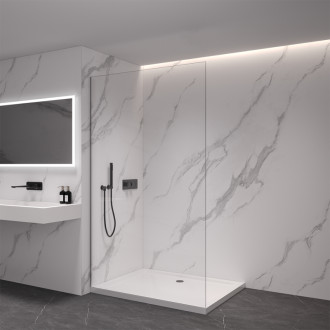 CERANO - Sprchová zástena Walk-in Crystal Ľ/P - 10 mm - bezvzperový systém - čierna matná, transparentné sklo - 90x200 cm