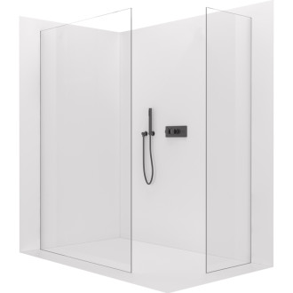 CERANO - Sprchová zástena Walk-in Crystal TL/P - 10 mm - bezvzperový systém - čierna matná, transparentné sklo - 160x110x200 cm