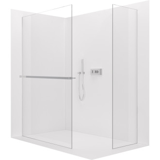 CERANO - Sprchová zástena Walk-in Crystal TL/P - 10 mm - bezvzperový systém + polička/držiak na uteráky - chróm, transparentné sklo - 160x150x200 cm
