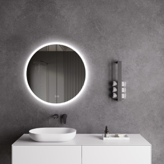 CERANO - Kúpeľňové LED zrkadlo Blanco, akrylátový rám - biela lesklá - Ø 60 cm - ROZBALENÉ