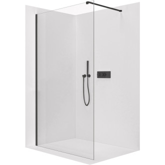 CERANO - Sprchová zástena Walk-in Onyx Cube Ľ/P - 10 mm - hranatá vzpera - čierna matná, transparentné sklo - 90x200 cm