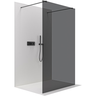 CERANO - Sprchová zástena Walk-in Onyx Duo Ľ/P - 10 mm - hranatá vzpera - čierna matná, grafitové sklo - 100x200 cm